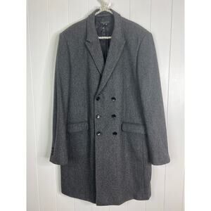 Theory Relaxed Double Breasted Gray Tweed Wool/Cashmere Overcoat Size XL